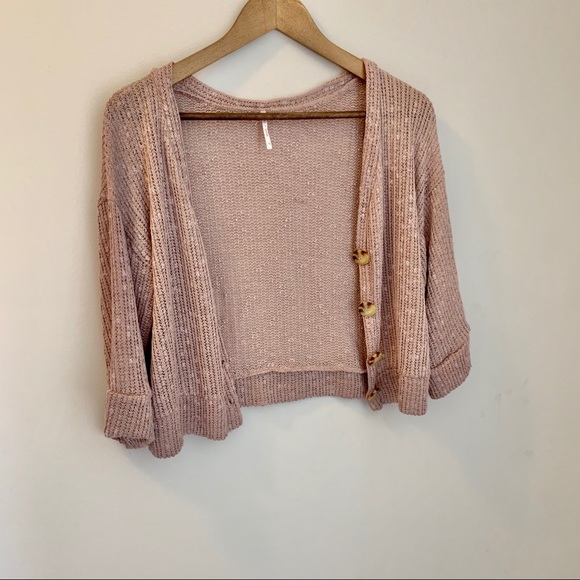 🆕 NWOT Blush Open Knit Crop Cardigan - Picture 5 of 7